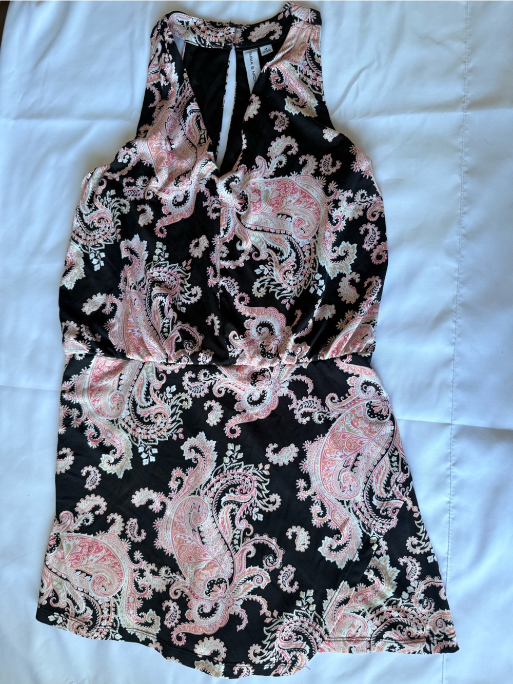 Emma & Michele Black Skort Romper with Pink and White Paisley M